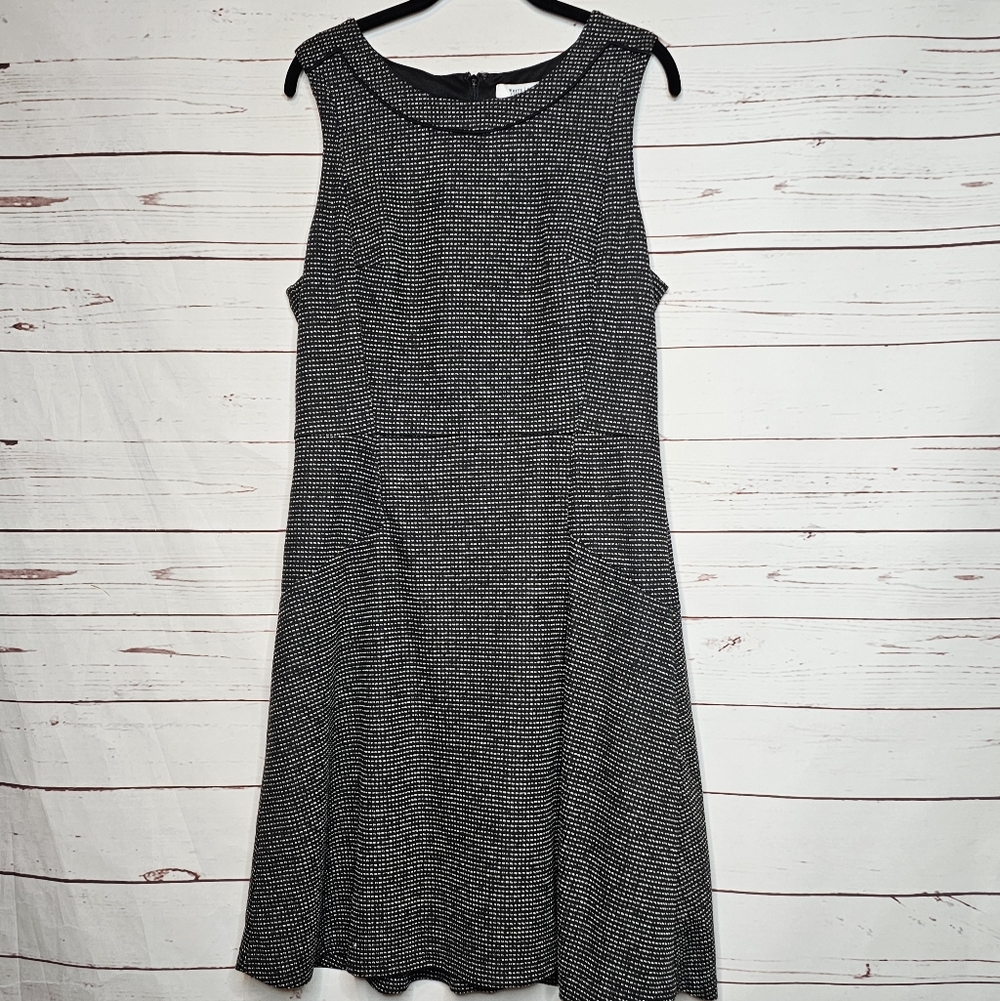 White House Black Market Sleeveless Black and White Tweed Sheath Dress